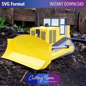 3D Bulldozer SVG Vorlage - DIY Dozer Modell Papercraft - Miniatur Baustellenfahrzeug Party Dekoration & Herzstück - Digital Download