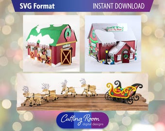 Santa&#39;s North Pole Village Christmas Decoration - Digital Download SVG