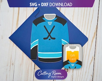 Hockey Jersey Gift Card Holder SVG DXF Template - Envelope Included - Custom Layered Paper Team Coach, Mom & Dad Gift - Digital Download