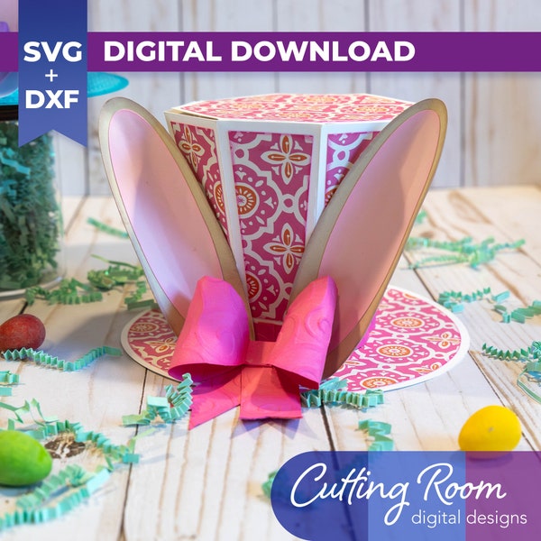 Boîte cadeau lapin de Pâques haut de forme et porte-bonbons - Téléchargement numérique SVG et DXF