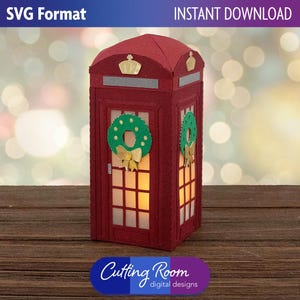 Decoración navideña de cabina telefónica - Descarga digital SVG