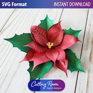 Decoração de Natal com Flor de Poinsétia 3D - Download Digital SVG