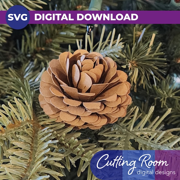 3D Pinecone Fire Cone Kerst- en vakantiedecoratie - Digitale download SVG