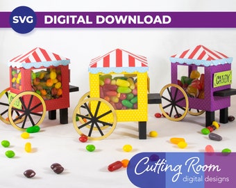 Zirkus Candy Cart Treat Box Party Dekor - Digitaler Download SVG