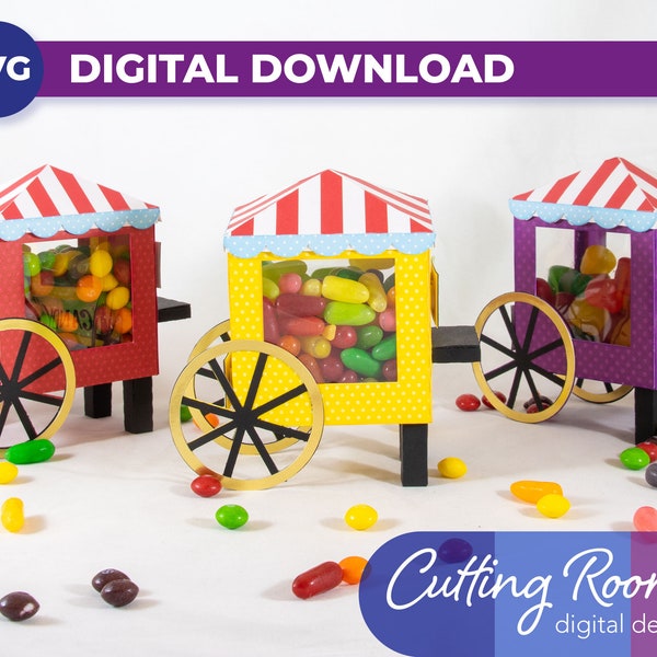 Circus Candy Cart Treat Box Party Decor - Digital Download SVG