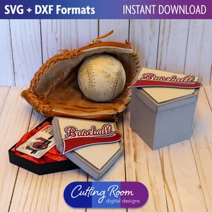 3D Baseball Home Plate Gift Box and Card Holder SVG & DXF Template - Includes Box Sized for Baseball - Digital Download