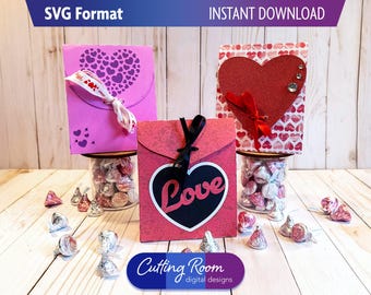 Valentines Candy Gift Bag Set - 5.5 inch tall bags - Digital Download SVG