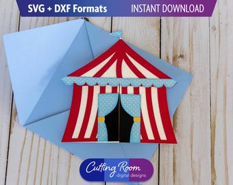 Carnival or Circus Tent Card - Great for Party Invitations and Personal Notes - Digital Download SVG & DXF