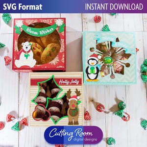 Christmas Polar Bear, Penguin, and Moose Cookie and Pie Boxes - Digital Download SVG