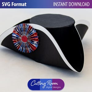 3D Tricorn Pirate Captain Hat SVG Treat Box Paper Pattern - Revolutionary War Party Favor or Decor - Colonial Americana - Digital Download