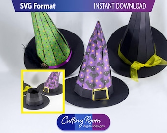 3D Witch Hat Favor Box SVG Template - Halloween Treat & Candy Holder - Paper Craft Wizard Hat for Fall Home Decor + Gifts - Digital Download
