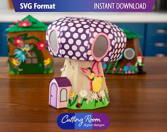 Mushroom Tealight Fairy House - Digital Download - SVG