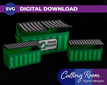 Trash and Recycling Dumpster Party Decoration and Treat Boxes - Digital Download