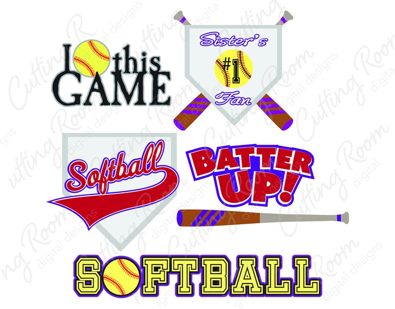 Softball Scrapbook Title and Embellishment Set Digital Etsy