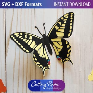 Gelaagde cardstock Swallowtail vlinderdecoratie - digitale download SVG en DXF