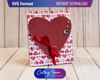Single Heart Candy Bag Valentines Gift Bag 5.5 inches tall - Digital Download SVG