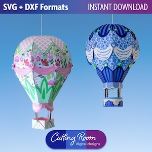 Heißluftballon-hängende Dekorationen Blütenblatt und Jakobsmuschel-Design - Digitaler Download SVG- und DXF-Dateien