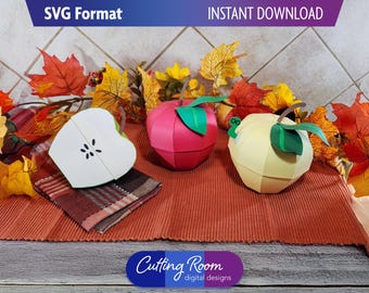 DIY Apple Geschenkkartenhalter SVG - 3D Apfelförmige Geschenkbox Vorlage - Digital Download SVG