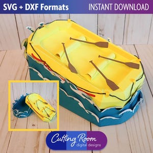 Wildwasser-Rafting-Geschenkbox mit Wellen SVG- und DXF-Vorlage - Abenteuer Geschenkidee - Digital Download