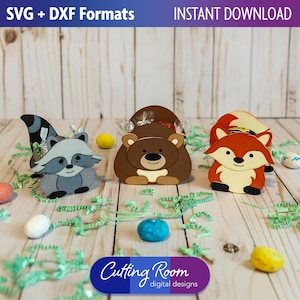Waldtier Bauch Leckerli und Candy Box Set - Fuchs, Bär, Waschbär - Digital Download SVG & DXF