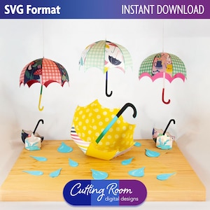 Decoraciones con paraguas para baby shower y despedida de soltera: descarga digital de archivos SVG