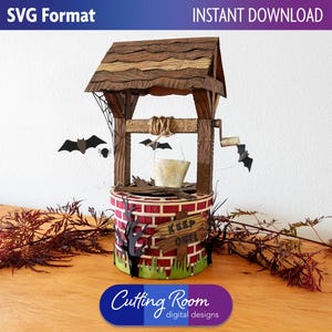 Spooky Haunted Wishing Well Halloween middelpunt SVG - digitale download