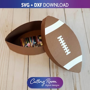 Pudełko na prezenty piłkarskie i uchwyt na karty SVG DXF Szablon - Dostosowywalny rozmiar upominku - TYLKO pudełko na smakołyki piłkarskie - Pobieranie cyfrowe