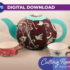 Tea Set 3D Box - Digital Download SVG