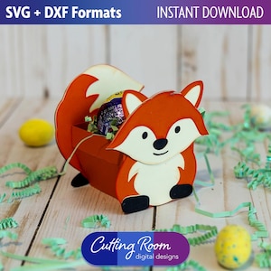 Caja de golosinas y dulces con forma de panza de zorro (animal del bosque) - Descarga digital SVG y DXF