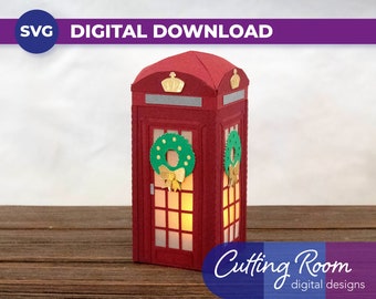 Christmas Village Phonebooth Tealight Decoration - Digital Download SVG