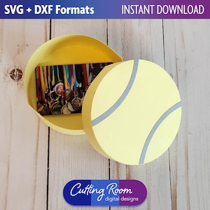 Tennisball Geschenkbox & Kartenhalter SVG DXF Vorlage - NUR 3D Tennisball Box-Datei - Papierhandwerk Sport Favor - Digital Download