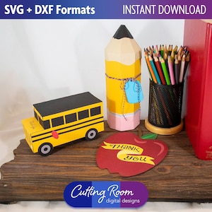 Conjunto de caixa de presente SVG 3D e porta-cartões para professores - Download digital