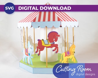 Carousel Party Centerpiece and Baby Shower Decoration - Digital Download SVG