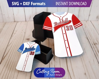 Baseball Jersey SVG DXF Geschenkbox & Kartenhalter Vorlage Bundle - 3D Team Leckerbissen und Favor Boxes für Trainer - Digitaler Download