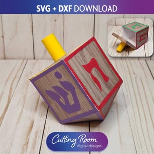 Hanukkah Dreidel Treat Box And Gift Card Holder SVG & DXF - Chanukah Holiday - Digital Download
