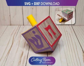 Hanukkah Dreidel Treat Box And Gift Card Holder SVG & DXF - Chanukah Holiday - Digital Download