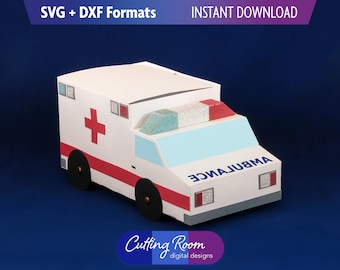 Krankenwagenbox - Geschenkbox für Notfallhelfer - Digitaler Download SVG- und DXF-Dateien