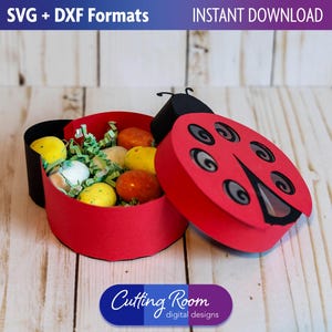 Scatola di caramelle e dolcetti a forma di coccinella primaverile - Download digitale SVG e DXF