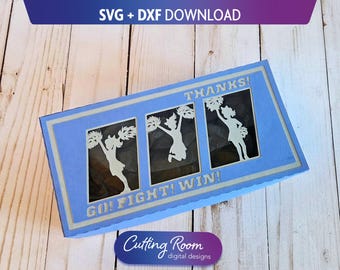 3D Cheerleading Gift Box SVG DXF Template - DIY Cheer Coach Favor - Cheerleader Pom Pom Fundraiser - Digital Download