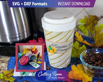 Travel Mug Gift Holder for Small Gifts - Customizable for Holidays - Gift Card Packaging - Digital Download SVG & DXF files