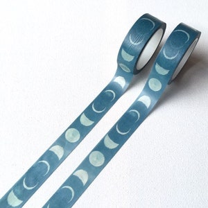Taśma Washi z księżycem. niebieska taśma washi, grzywa washi. Taśma washi o szerokości 1,5cm