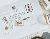 Stamp washi tape with rabbits and ducks. masking tape. washi tape