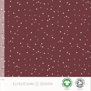 Organic jersey fabric with dots. Elvelyckan Spots Wine (013), organic cotton