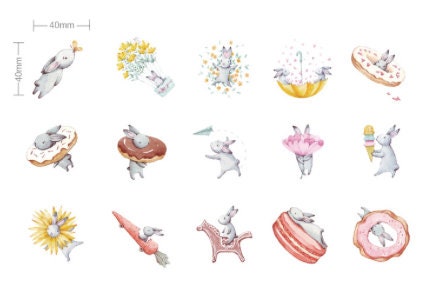 Robby Rabbit Label Sticker For Notebook Rabbit Stickers, Hare Stickers, Animal Stickers, Journal Notebook ...