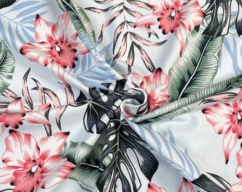 Monstera Leaves - Jersey Cotton Fabric - Etsy