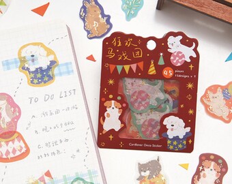 Washi stickers met hondjes, 45 stuks