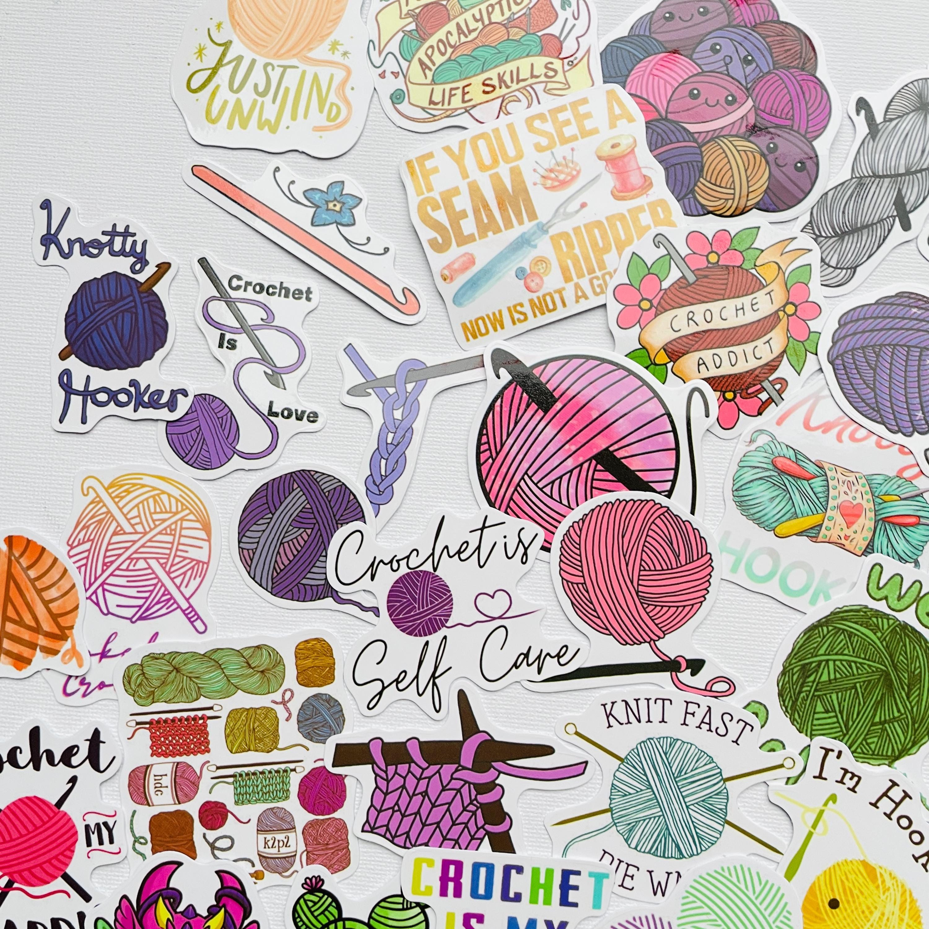 Strick Sticker Crochet and Knitting Stickers. Sticker Pack, 54 Pieces. Fun Stickers - Etsy
