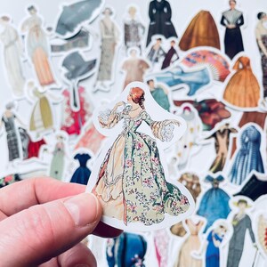 Adesivi retrò, 50 pezzi. Adesivi di carta con stili di abbigliamento retrò