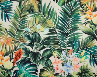 Orange Monstera Leaves - Jersey Cotton Fabric - Etsy