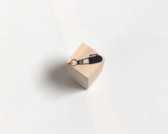 Small wooden stamp with fountain pen. Pen stamp.